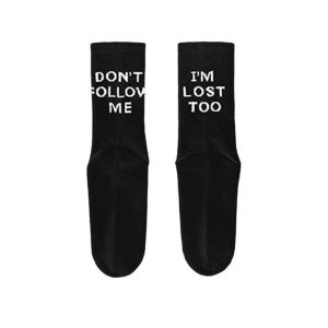 He Said Techno Or Me Tee Don't Follow Me I'm Lost Socks Black from rave beirut - Lebanon