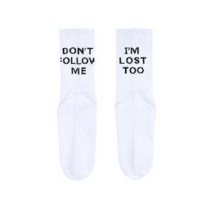 He Said Techno Or Me Tee Don't Follow Me I'm Lost Socks White from rave beirut - Lebanon