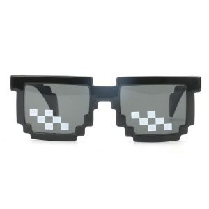 S-2 Black Pixelated Oversized Party Glasses